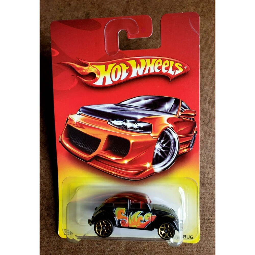 2006 Hot Wheel VW BUG VOLKSWAGEN Black Enamel MAINLINE 197 1:64 Red Card GOLD Y5